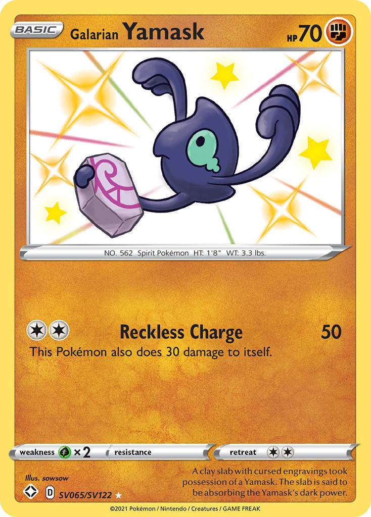 Galarian Yamask swsh45sv-SV065 Rare Shiny from Shining Fates Shiny Vault Set
