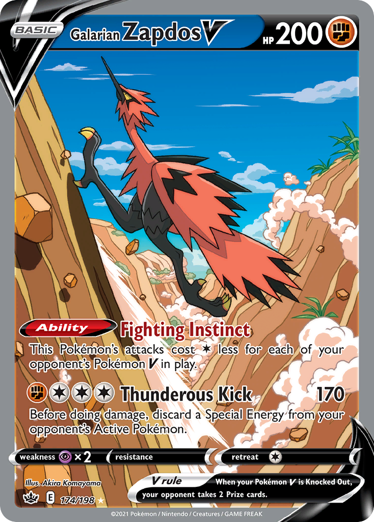 Galarian Zapdos V swsh6-174 Rare Ultra from Chilling Reign Set