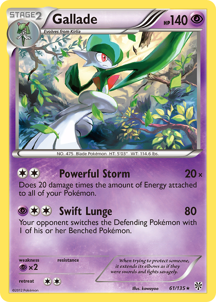 Gallade bw8-61 Rare Holo from Plasma Storm Set