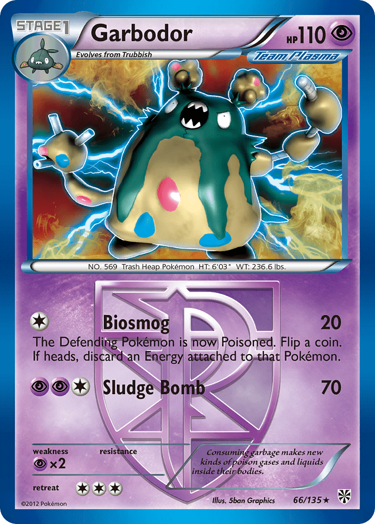 Garbodor bw8-66 Rare Holo from Plasma Storm Set