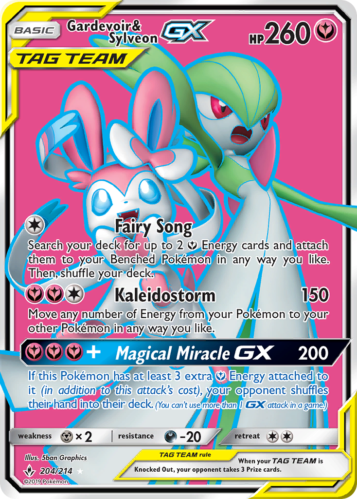 Gardevoir & Sylveon-GX sm10-204 Rare Ultra from Unbroken Bonds Set