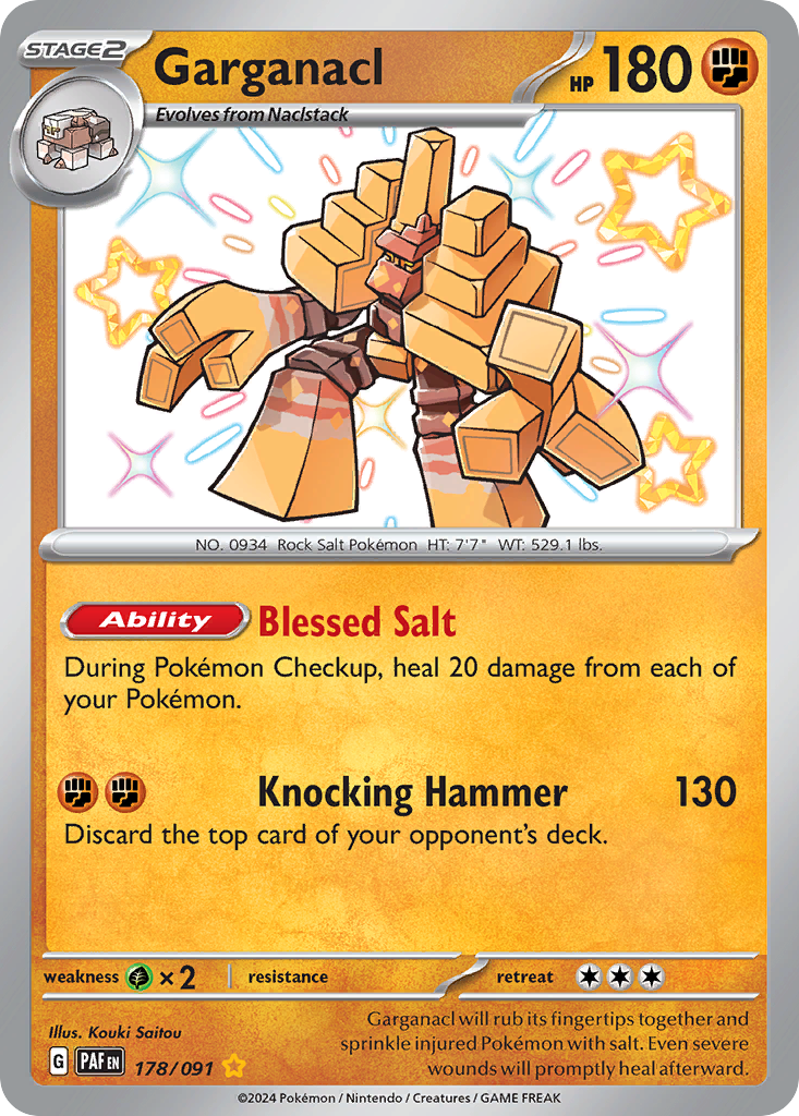 Garganacl sv4pt5-178 Shiny Rare from Paldean Fates Set