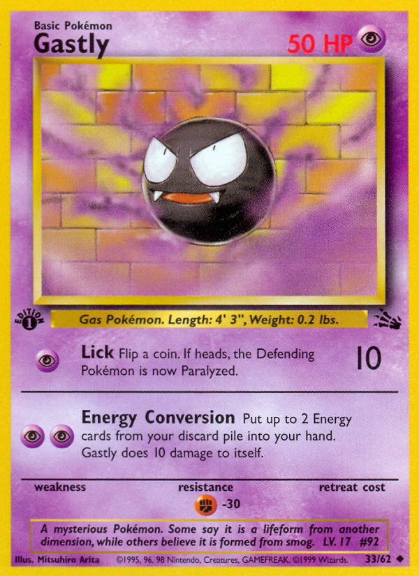 Gastly base3-33 Uncommon from Fossil Set