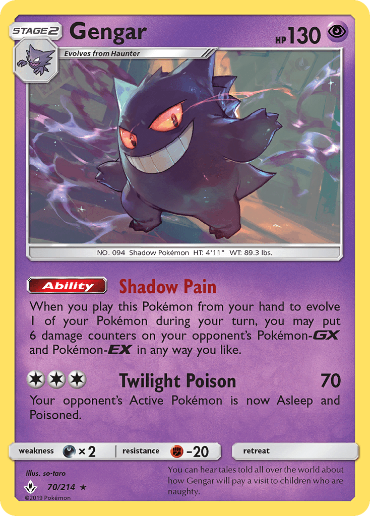Gengar sm10-70 Rare from Unbroken Bonds Set