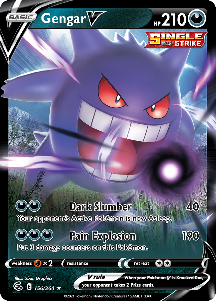 Gengar V swsh8-156 Rare Holo V from Fusion Strike Set