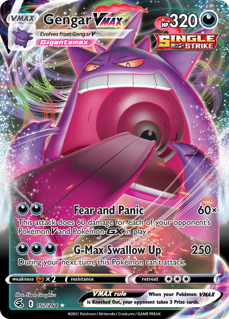Gengar VMAX swsh8-157 Rare Holo VMAX from Fusion Strike Set