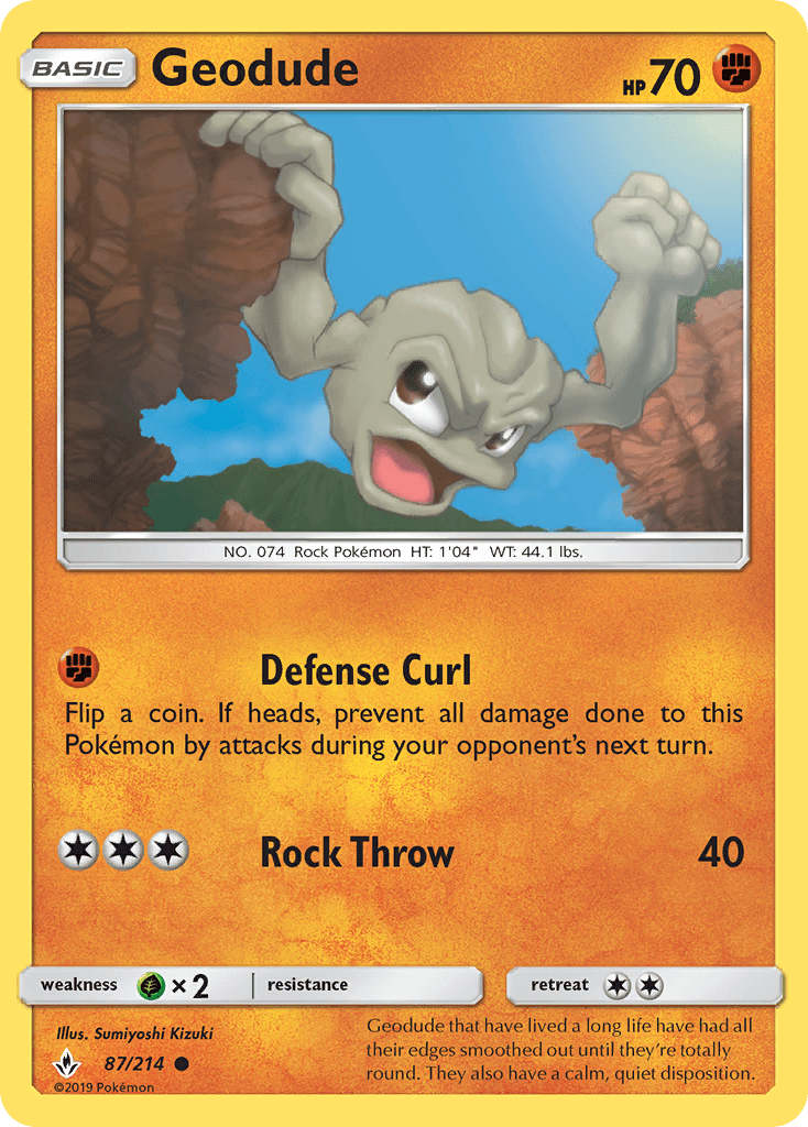 Geodude sm10-87 Common from Unbroken Bonds Set