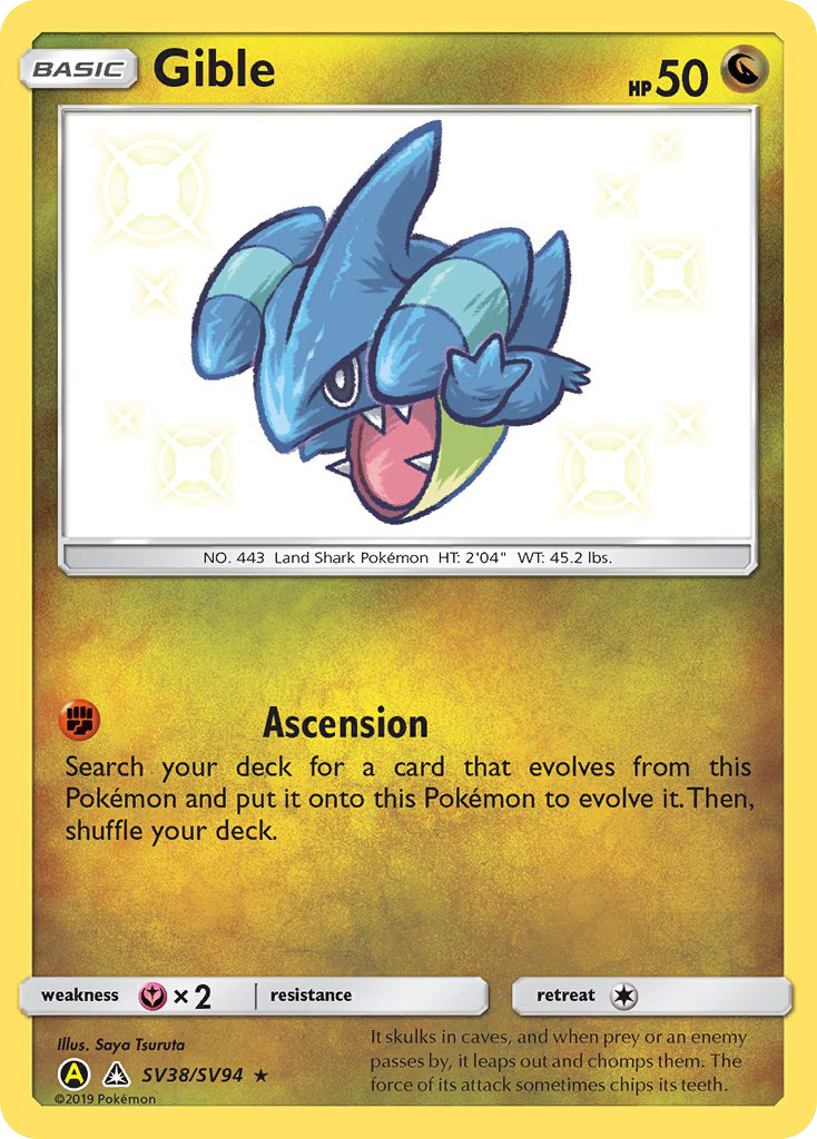 Gible sma-SV38 Rare Shiny from Hidden Fates Shiny Vault Set