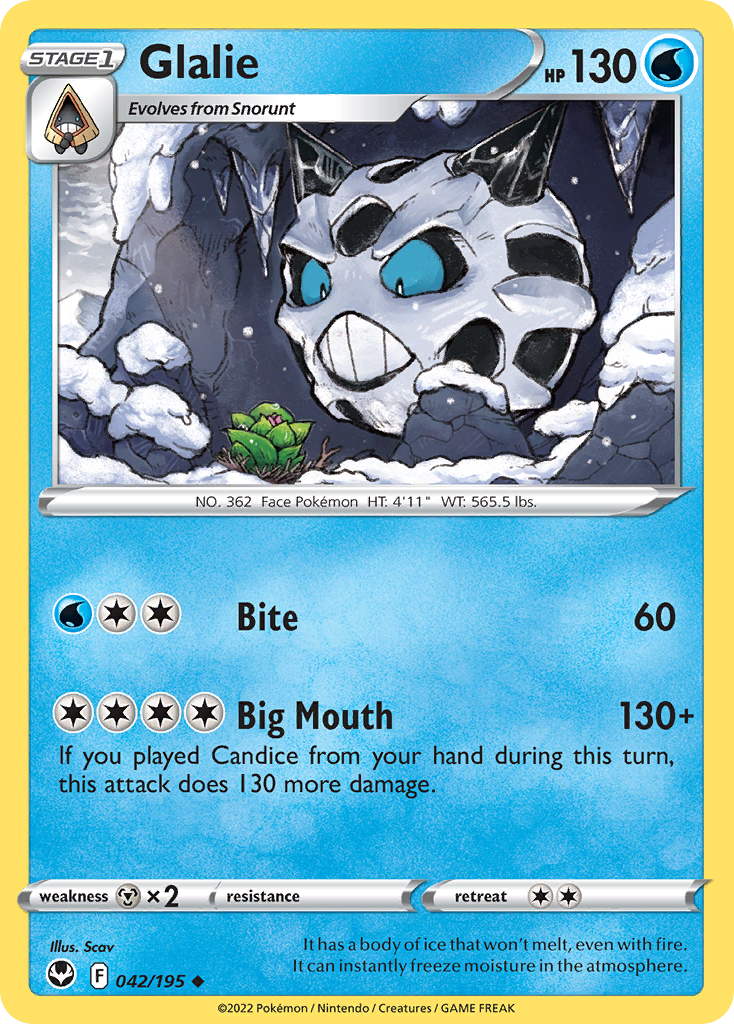 Glalie swsh12-42 Uncommon from Silver Tempest Set