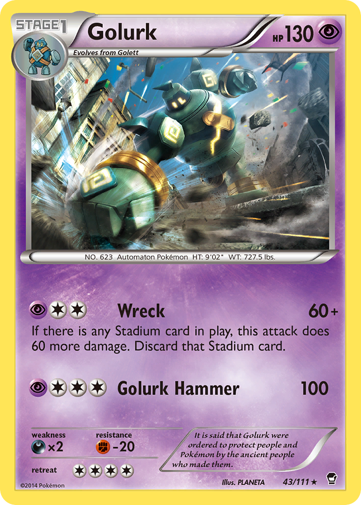 Golurk xy3-43 Rare from Furious Fists Set