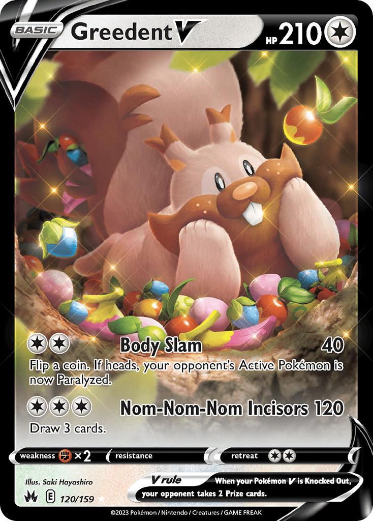 Greedent V swsh12pt5-120 Rare Holo V from Crown Zenith Set