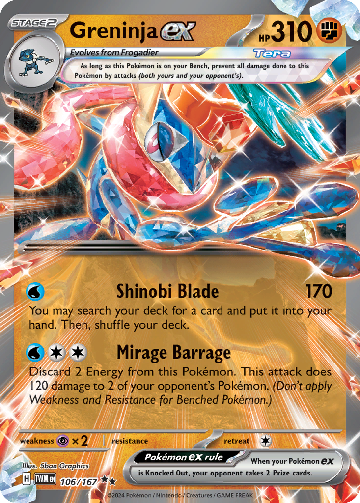 Greninja ex sv6-106 Double Rare from Twilight Masquerade Set