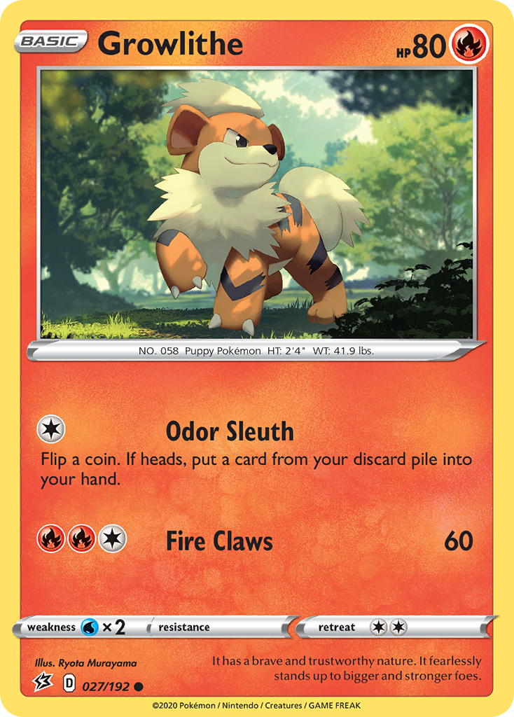 Growlithe swsh2-27 Common from Rebel Clash Set