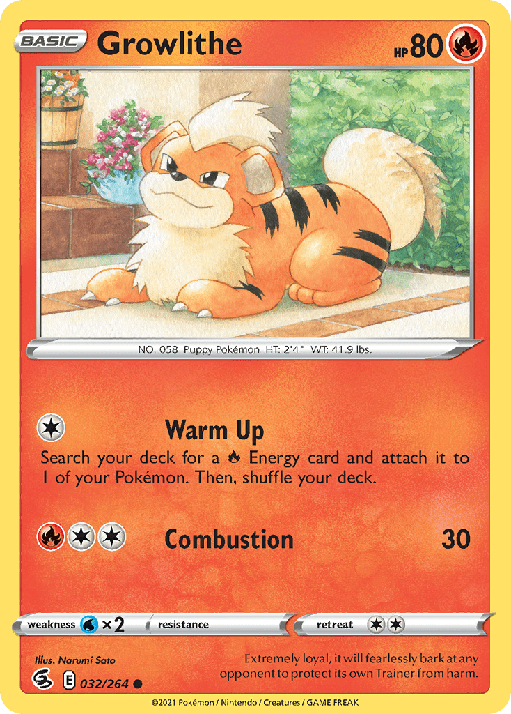 Growlithe swsh8-32 Common from Fusion Strike Set