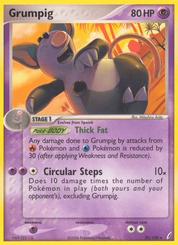 Grumpig ex14-20 Rare from Crystal Guardians Set