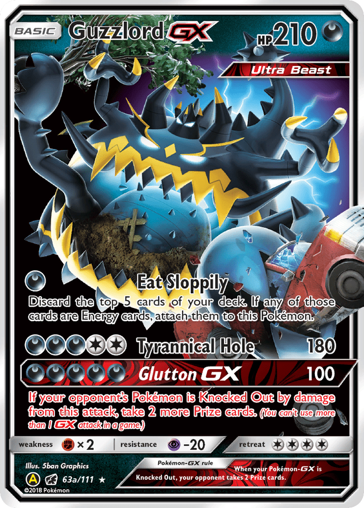 Guzzlord-GX sm4-63a Rare Holo GX from Crimson Invasion Set