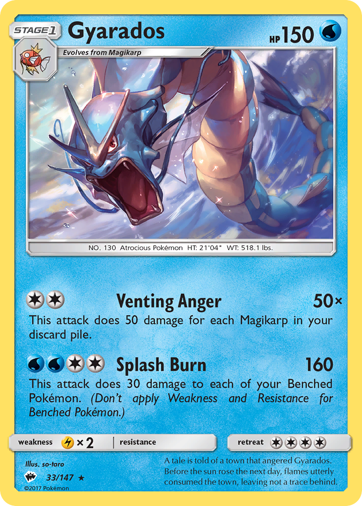 Gyarados sm3-33 Rare Holo from Burning Shadows Set