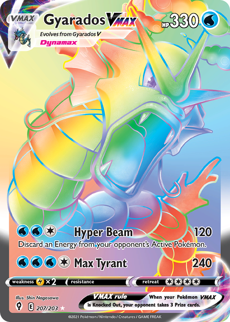 Gyarados VMAX swsh7-207 Rare Rainbow from Evolving Skies Set