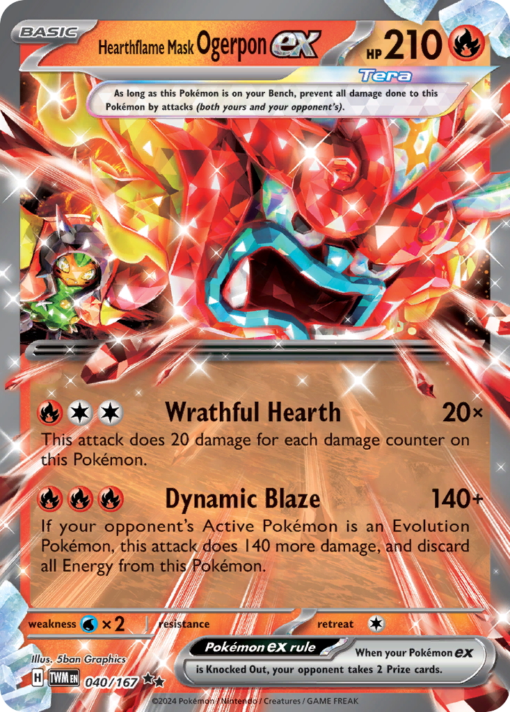 Hearthflame Mask Ogerpon ex sv6-40 Double Rare from Twilight Masquerade Set