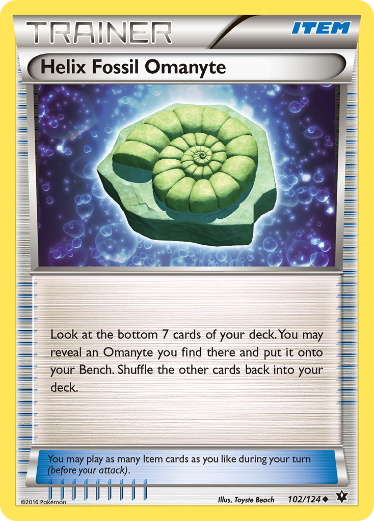 Helix Fossil Omanyte xy10-102 Uncommon from Fates Collide Set