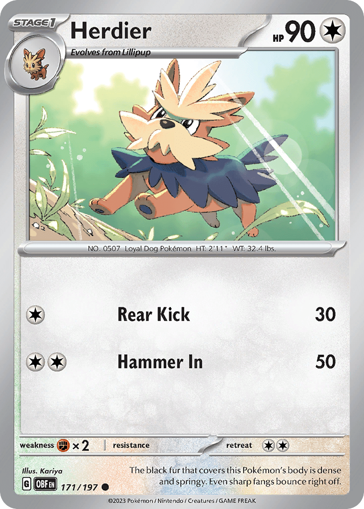 Herdier sv3-171 Common from Obsidian Flames Set