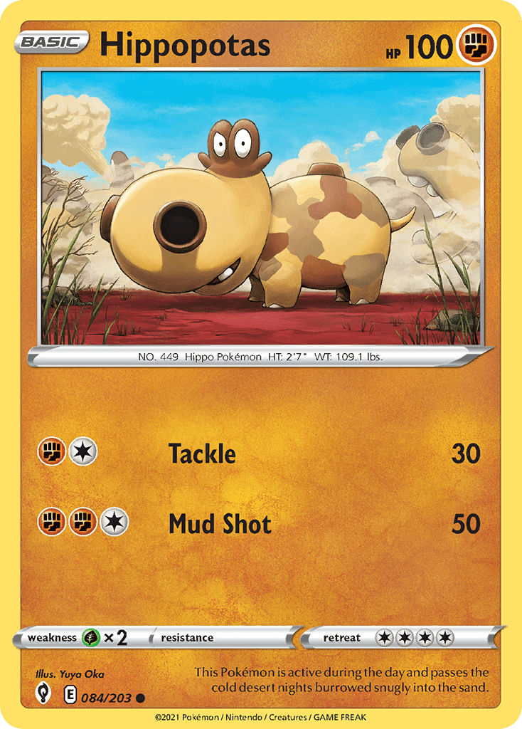 Hippopotas swsh7-84 Common from Evolving Skies Set
