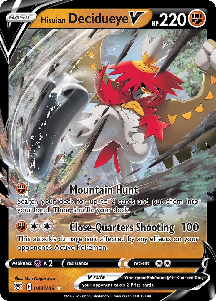 Hisuian Decidueye V swsh10-83 Rare Holo V from Astral Radiance Set