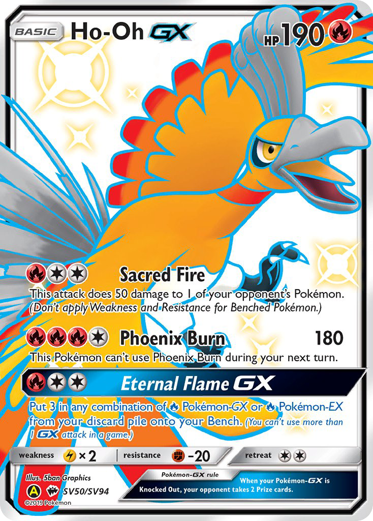 Ho-Oh-GX sma-SV50 Rare Shiny GX from Hidden Fates Shiny Vault Set