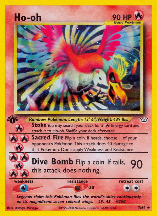Ho-oh neo3-7 Rare Holo from Neo Revelation Set