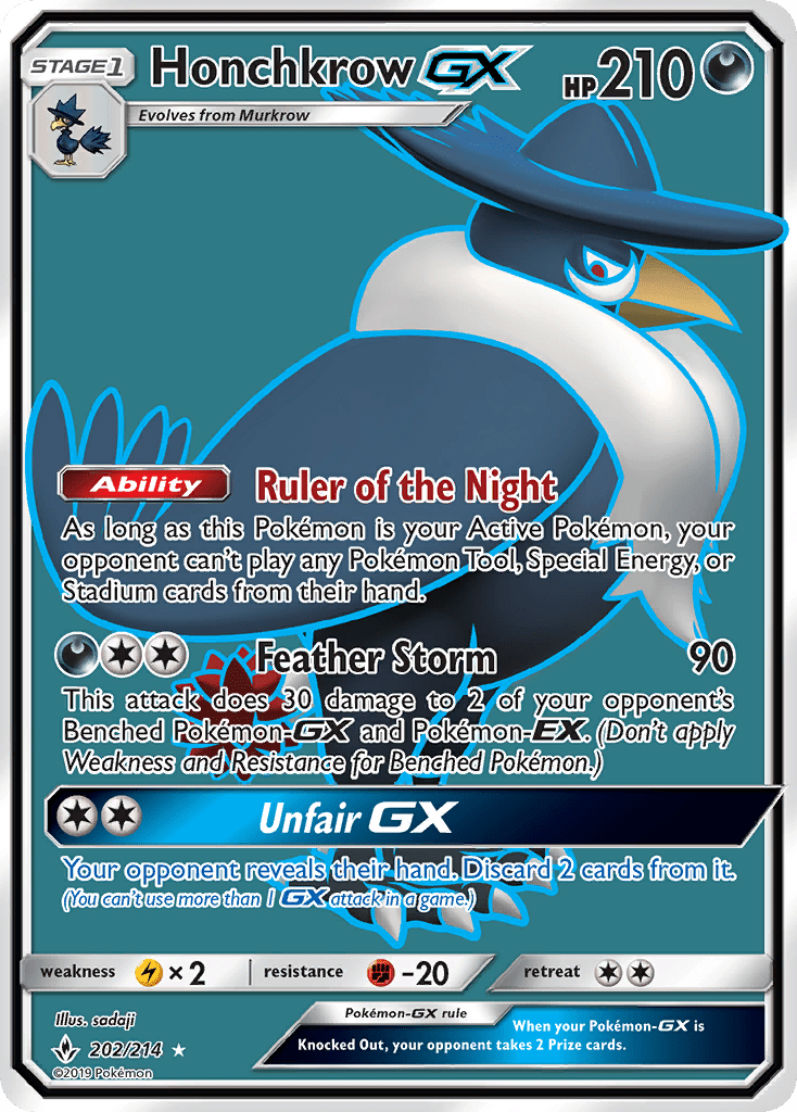 Honchkrow-GX sm10-202 Rare Ultra from Unbroken Bonds Set