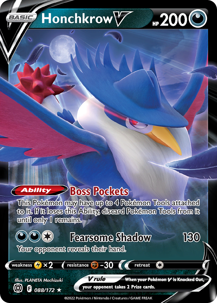 Honchkrow V swsh9-88 Rare Holo V from Brilliant Stars Set