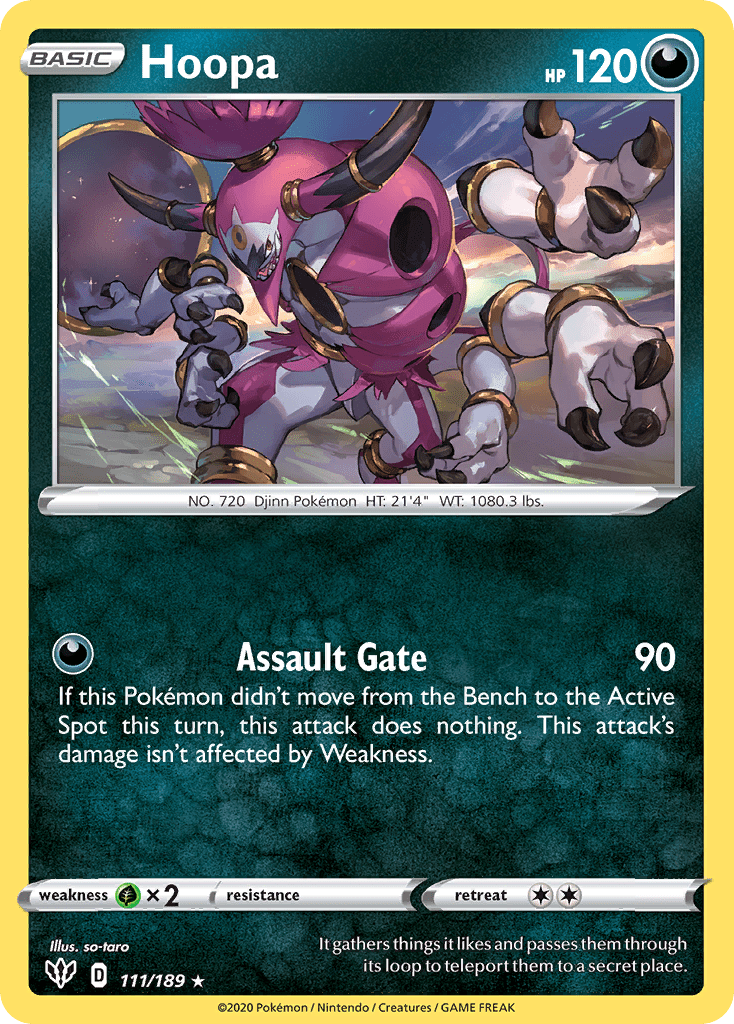 Hoopa swsh3-111 Rare Holo from Darkness Ablaze Set