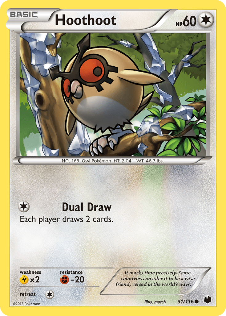 Hoothoot bw9-91 Common from Plasma Freeze Set