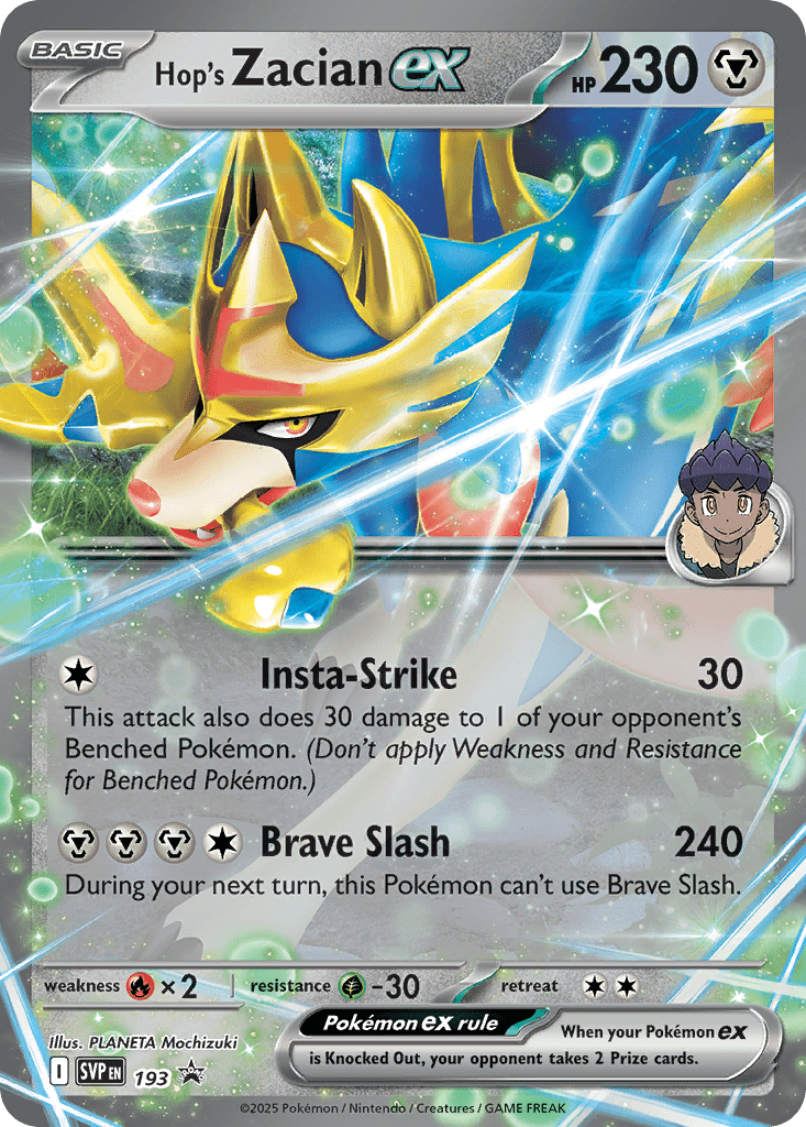 Hop’s Zacian ex svp-193 Promo from Scarlet & Violet Black Star Promos Set