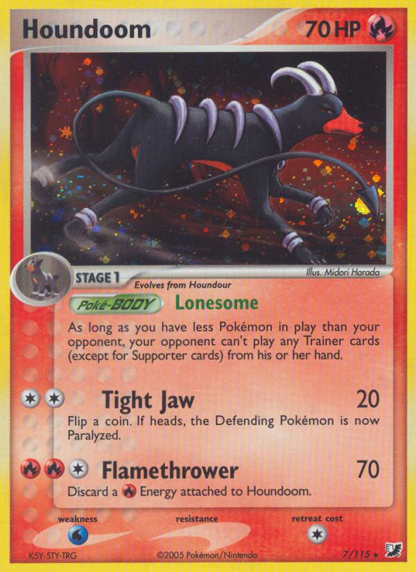 Houndoom ex10-7 Rare Holo from Unseen Forces Set