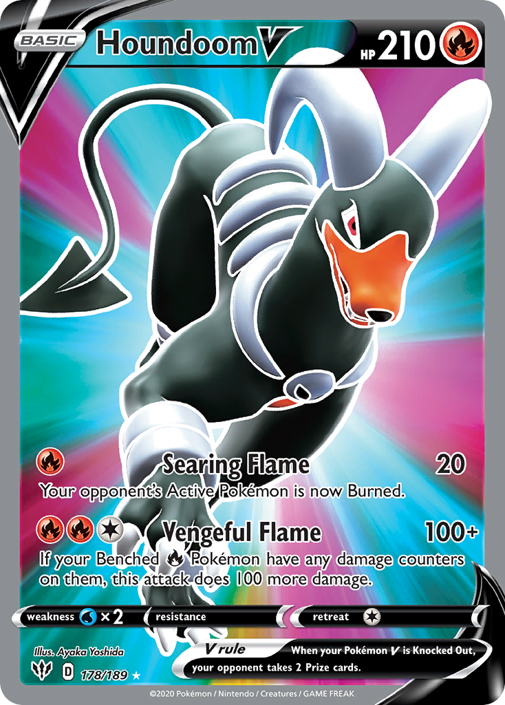 Houndoom V swsh3-178 Rare Ultra from Darkness Ablaze Set