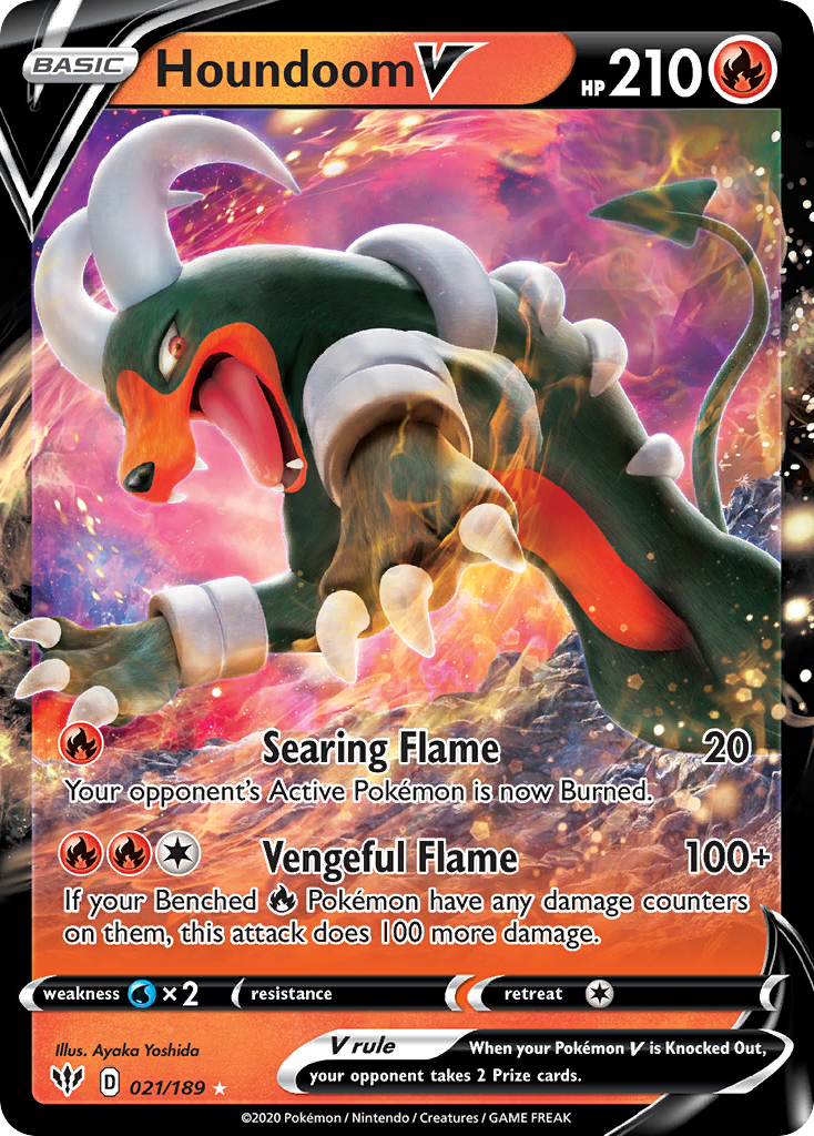 Houndoom V swsh3-21 Rare Holo V from Darkness Ablaze Set