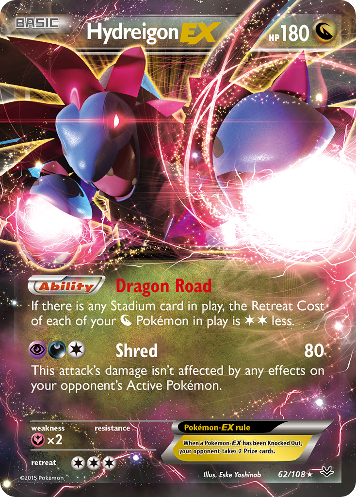 Hydreigon-EX xy6-62 Rare Holo EX from Roaring Skies Set