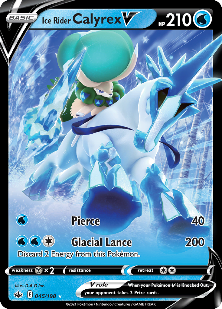 Ice Rider Calyrex V swsh6-45 Rare Holo V from Chilling Reign Set