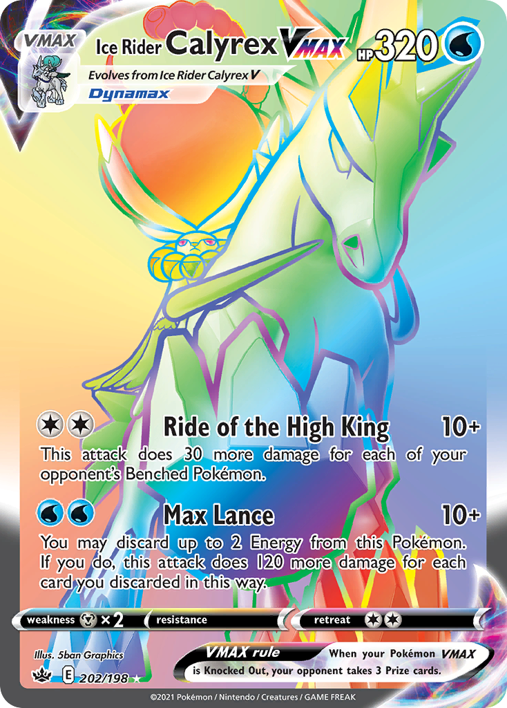 Ice Rider Calyrex VMAX swsh6-202 Rare Rainbow from Chilling Reign Set