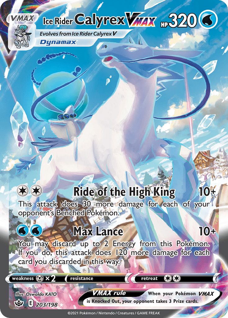Ice Rider Calyrex VMAX swsh6-203 Rare Rainbow from Chilling Reign Set