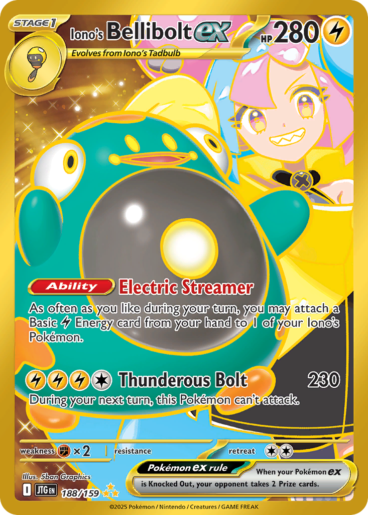 Iono’s Bellibolt ex sv9-188 Hyper Rare from Journey Together Set