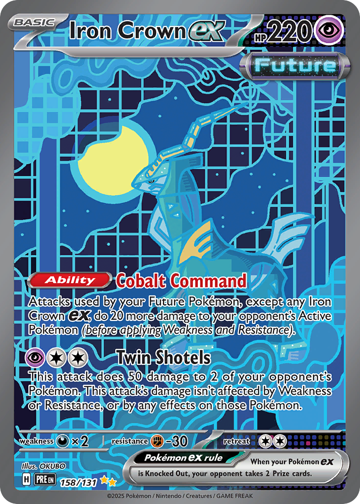 Iron Crown ex sv8pt5-158 Special Illustration Rare from Prismatic Evolutions Set