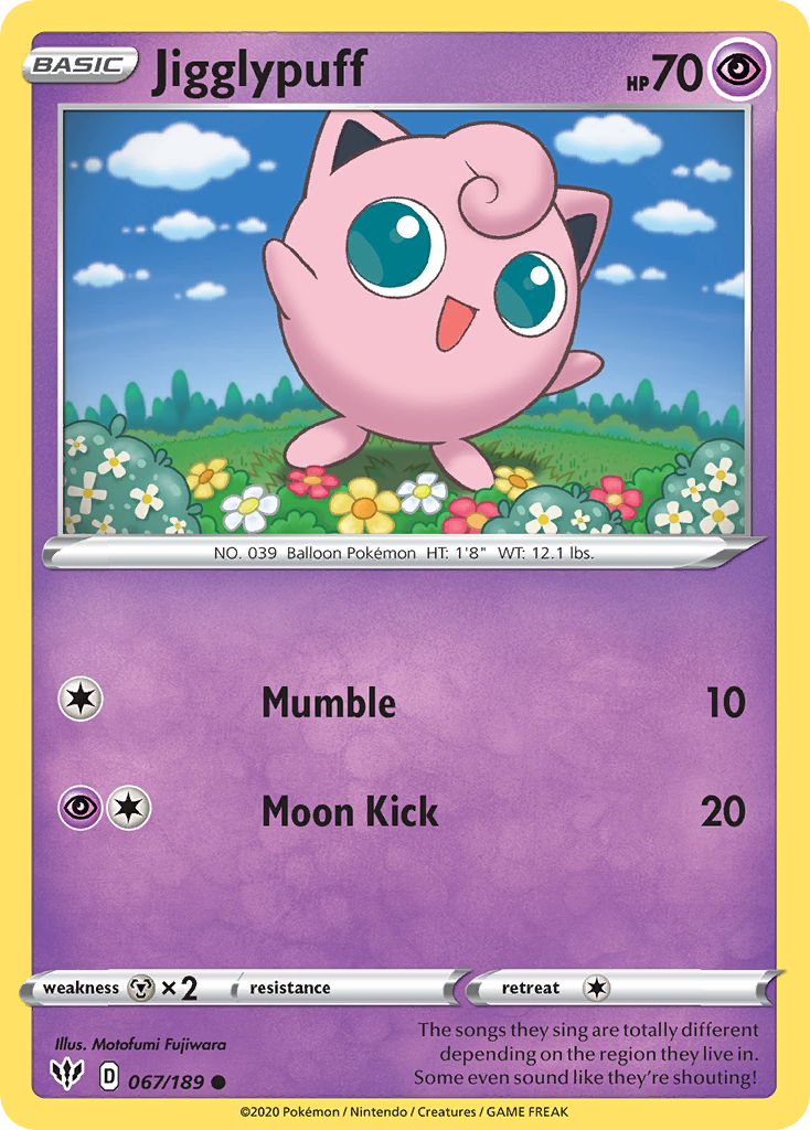 Jigglypuff swsh3-67 Common from Darkness Ablaze Set