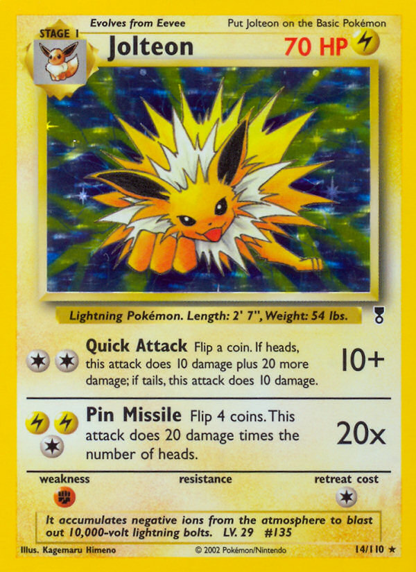 Jolteon base6-14 Rare Holo from Legendary Collection Set