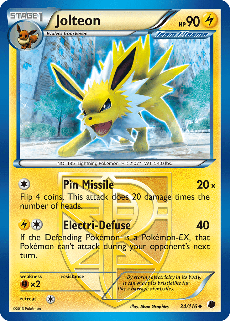 Jolteon bw9-34 Uncommon from Plasma Freeze Set