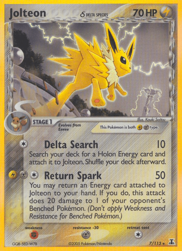 Jolteon δ ex11-7 Rare Holo from Delta Species Set