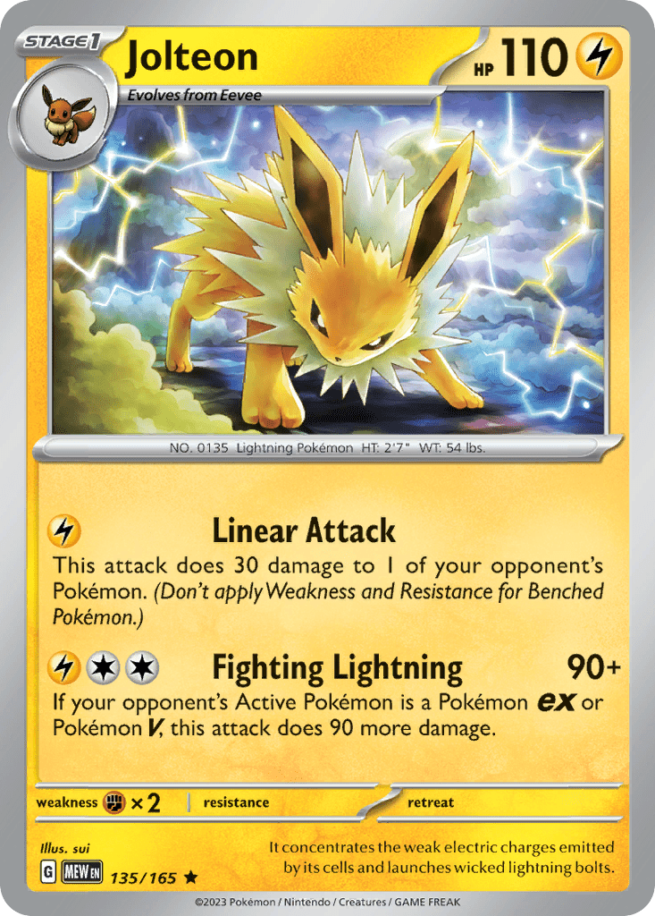 Jolteon sv3pt5-135 Rare from 151 Set