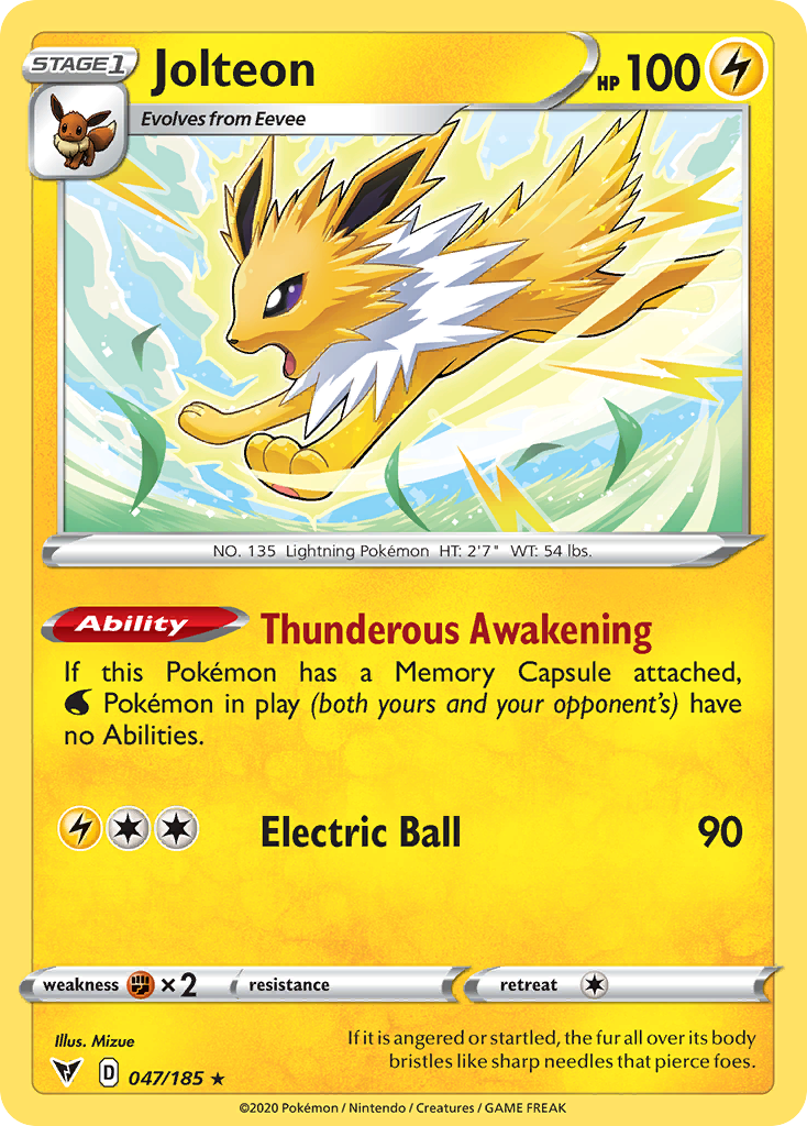 Jolteon swsh4-47 Rare from Vivid Voltage Set
