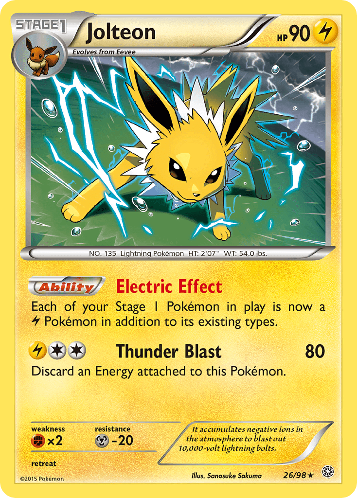 Jolteon xy7-26 Rare Holo from Ancient Origins Set